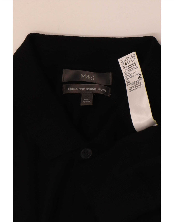 Marks & Spencer Ανδρική ζακέτα πουλόβερ μεγάλο μαύρο μαλλί Merino