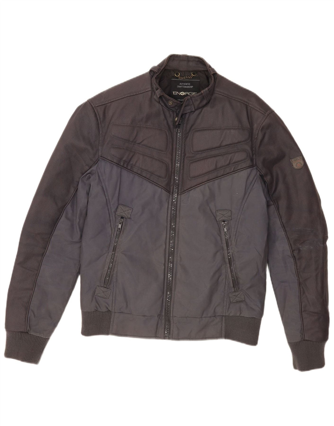 Ανδρικό μπουφάν Energie Bomber UK 38 Medium Navy Blue Colourblock Βαμβακερό