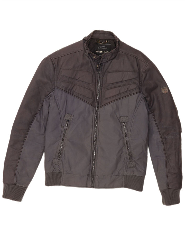 Ανδρικό μπουφάν Energie Bomber UK 38 Medium Navy Blue Colourblock Βαμβακερό