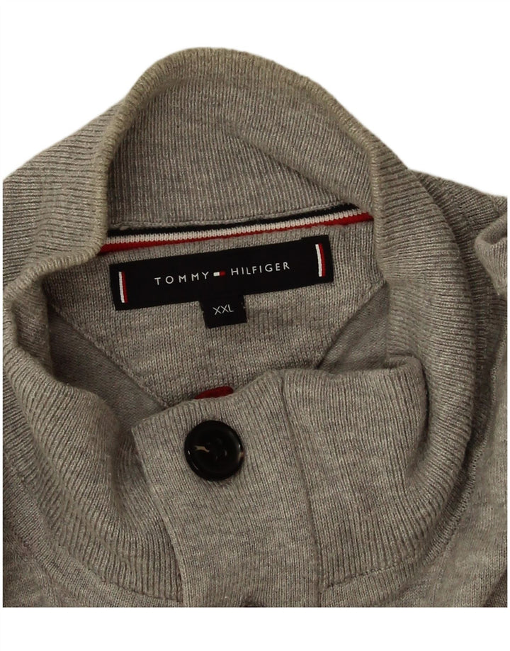 Tommy Hilfiger Ανδρικό πουλόβερ με λαιμό 2XL γκρι βαμβακερό