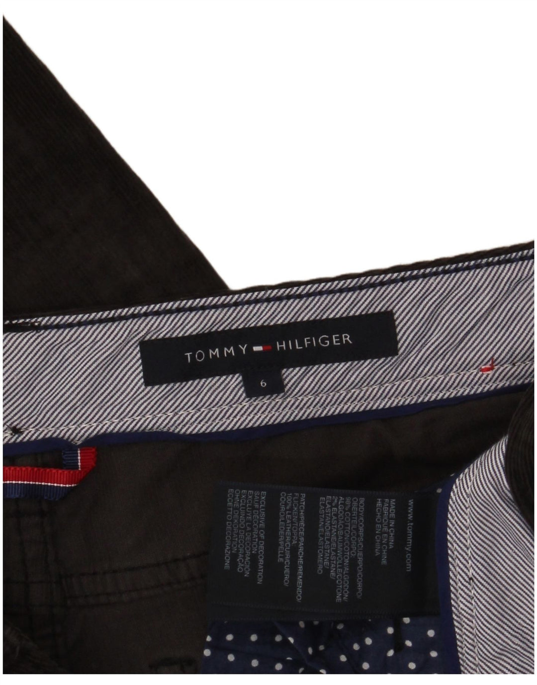 TOMMY HILFIGER Γυναικείο λεπτό κοτλέ παντελόνι US 6 Medium W30 L32 Γκρι