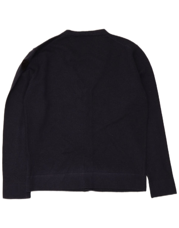 Blauer Γυναικεία ζακέτα UK 14 Large Navy Blue Wool