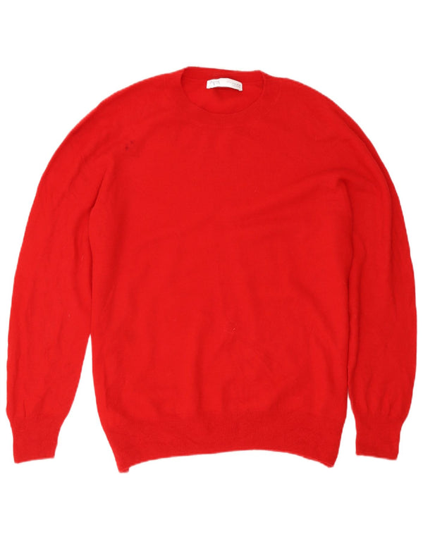 Zara Γυναικείο πουλόβερ με λαιμόκοψη UK 18 XL κόκκινο μαλλί