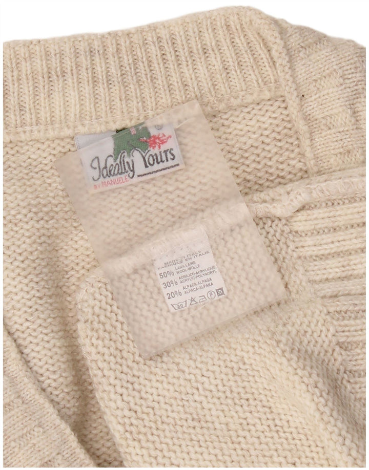 Vintage Ανδρικό πουλόβερ με V λαιμόκοψη XL Μπεζ μαλλί