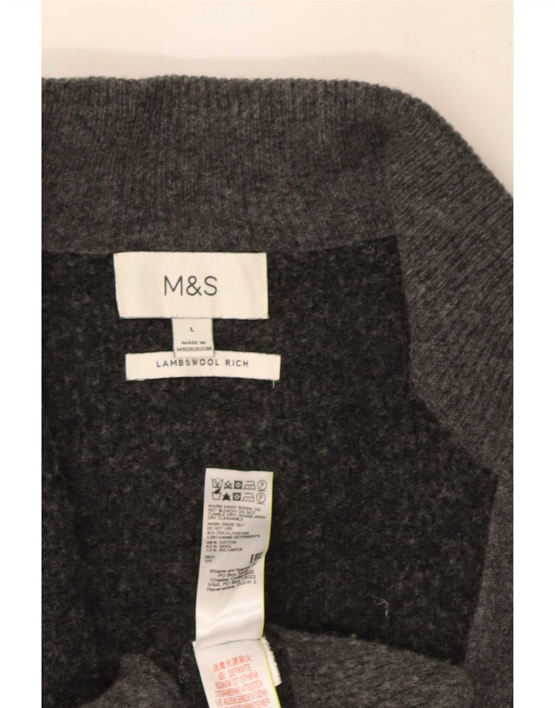 Marks & Spencer Ανδρική ζακέτα πουλόβερ μεγάλο γκρι βαμβακερό