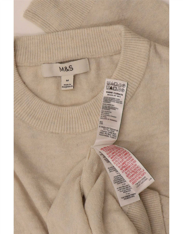 Marks & Spencer Γυναικείο πουλόβερ με λαιμόκοψη UK 14 Medium Off White