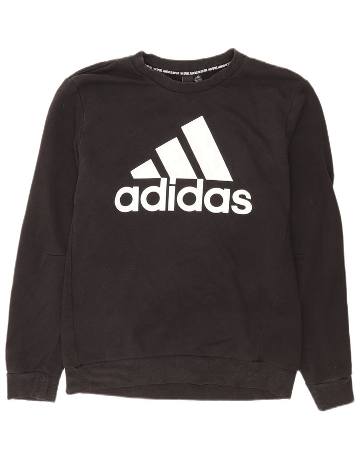 Ανδρικό γραφικό φούτερ Adidas, μεσαίο μαύρο βαμβακερό