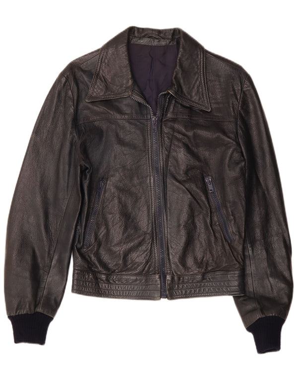 Vintage Γυναικείο Δερμάτινο Μπουφάν IT 52 2XL Navy Blue