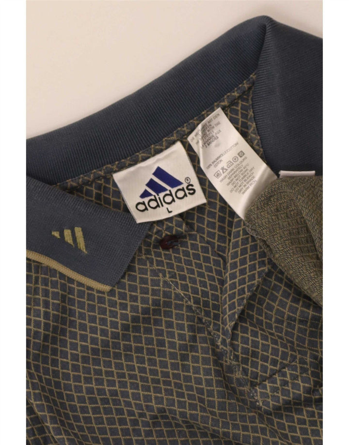 Ανδρικό πουκάμισο πόλο Adidas μεγάλο γκρι Argyle/Διαμαντέ βαμβακερό