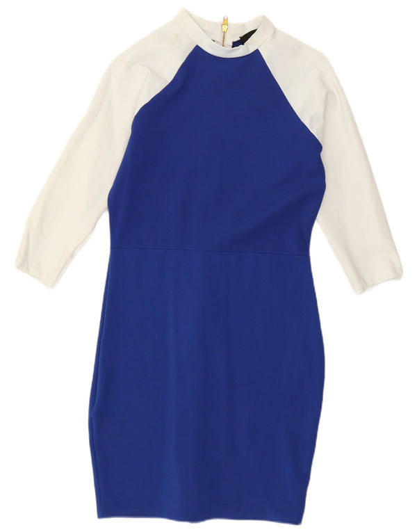 KAREN MILLEN Γυναικείο Bodycon Φόρεμα UK 12 Medium Blue Colorblock Μοντέρνο