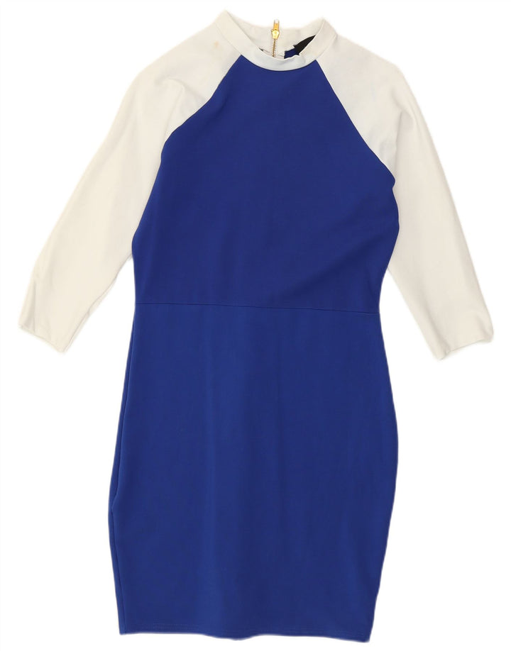 KAREN MILLEN Γυναικείο Bodycon Φόρεμα UK 12 Medium Blue Colorblock Μοντέρνο
