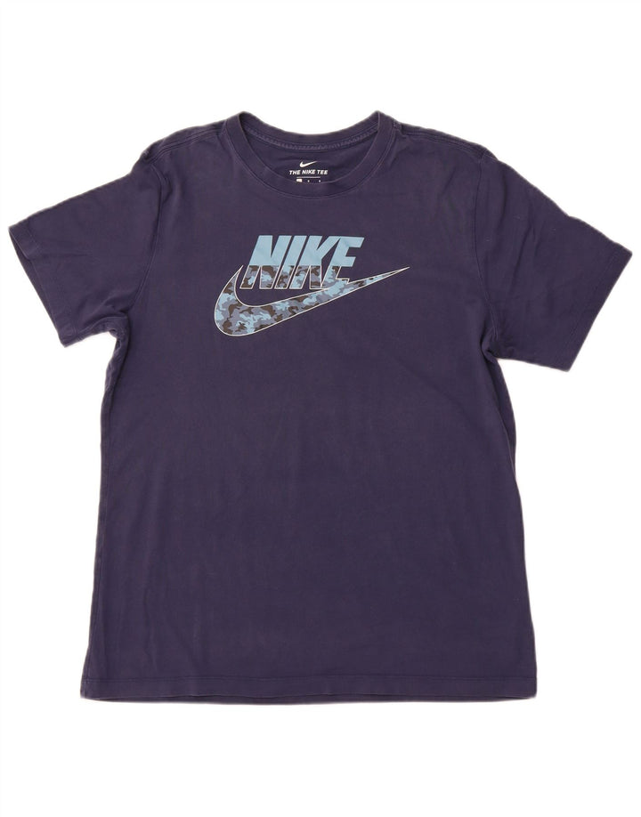 Ανδρικό γραφικό μπλουζάκι NIKE τοπ μεγάλο μπλε ναυτικό βαμβακερό