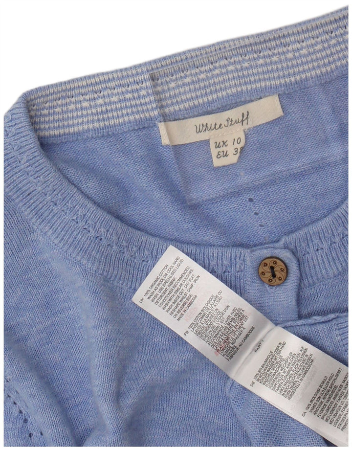 WHITE STUFF Γυναικείο πουλόβερ ζακέτα UK 10 Small Blue Flecked Cotton