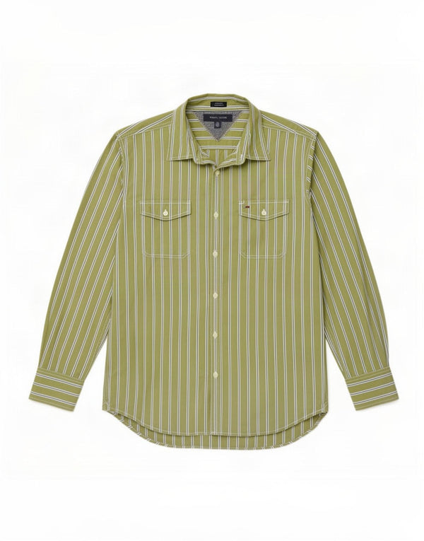 Tommy Hilfiger Mens Custom Fit Shirt Large Green Striped Cotton