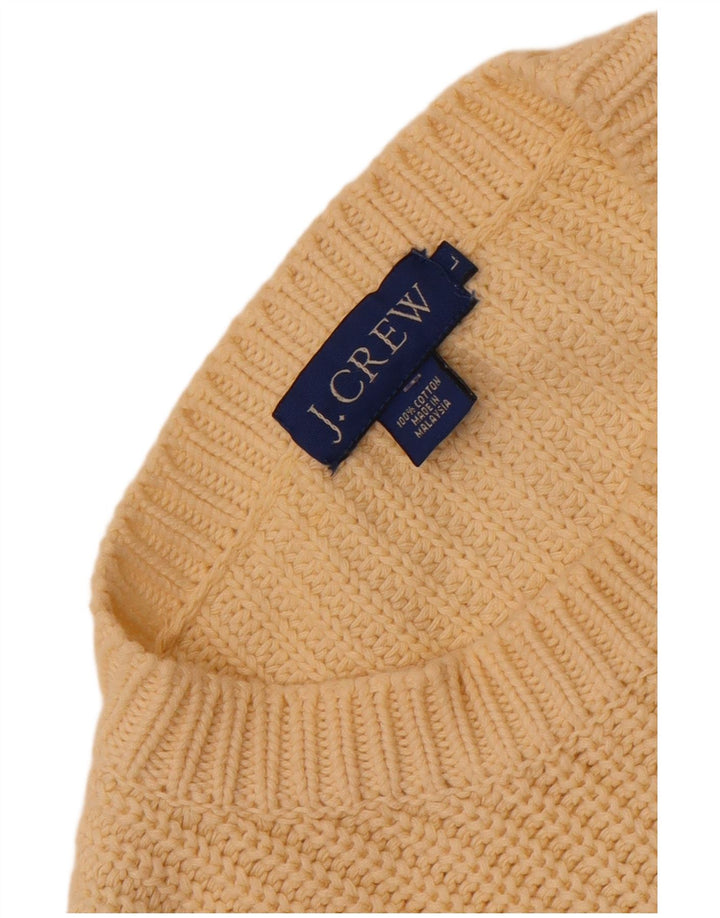 J. Crew Ανδρικό πουλόβερ με λαιμόκοψη, μεγάλο κίτρινο βαμβακερό