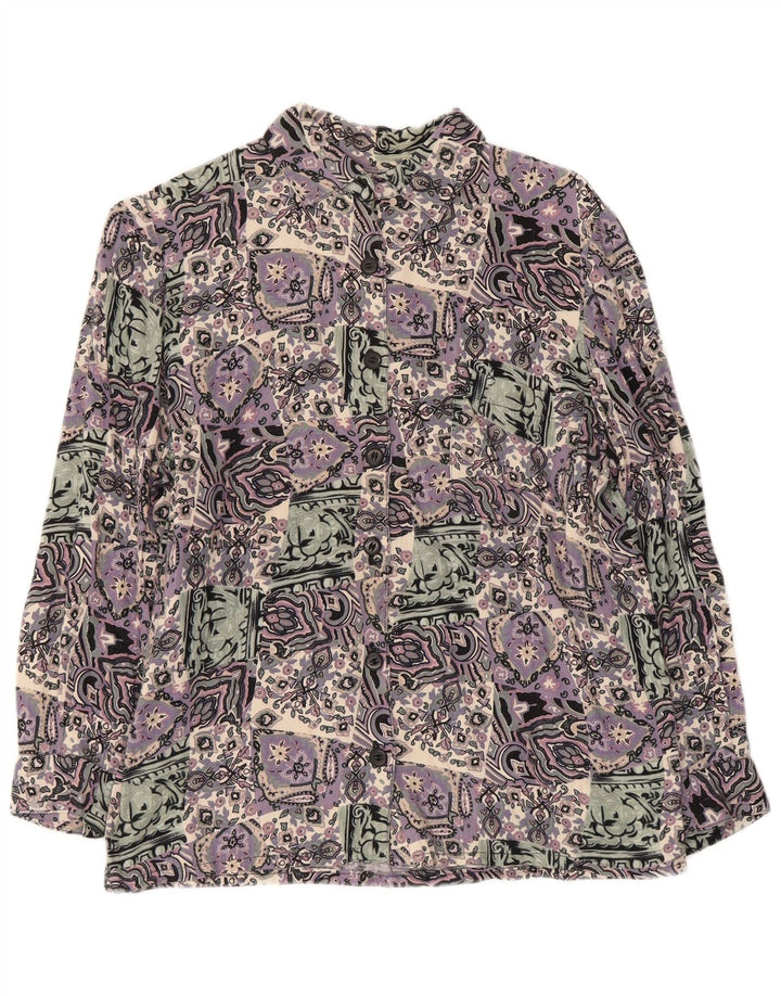 Vintage γυναικείο πουκάμισο 3/4 μανίκι UK 14 μεσαίο πολύχρωμο συνονθύλευμα