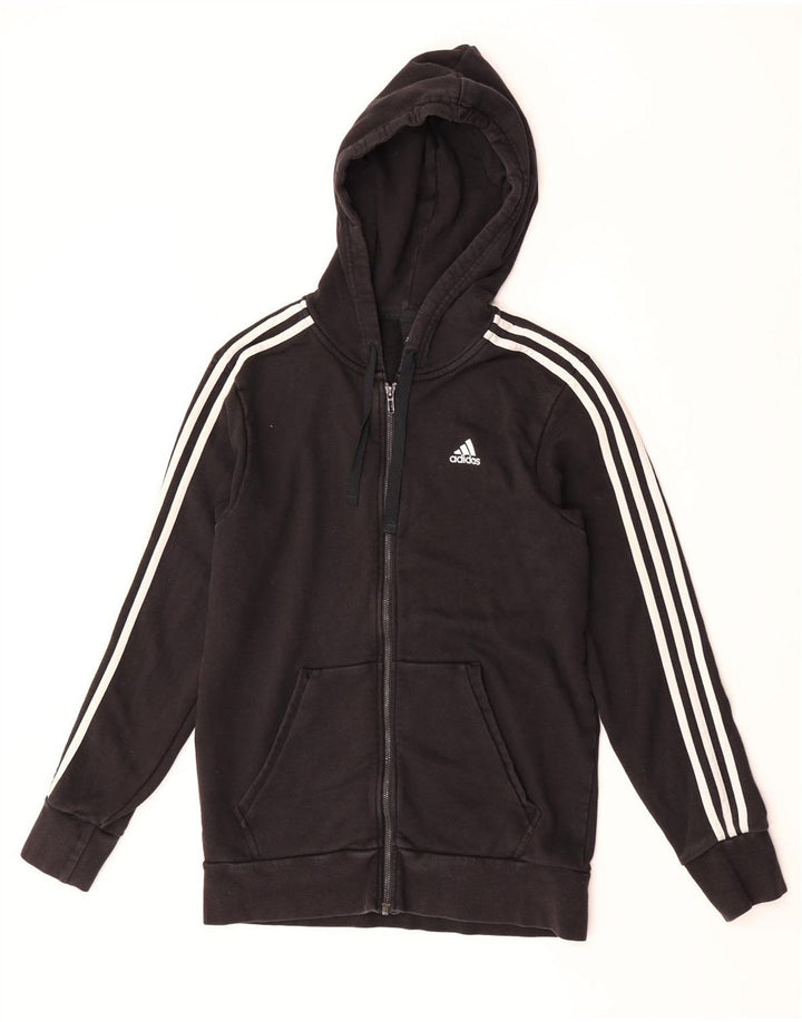 Ανδρικό πουλόβερ Adidas με φερμουάρ με κουκούλα σε μαύρο χρώμα