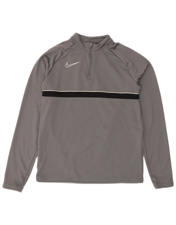 Nike Boys Dri Fit Top μακριά μανίκια 13-14 ετών XL γκρι ριγέ σπορ