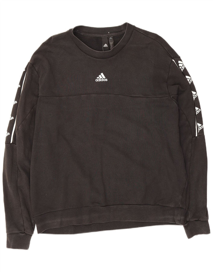 Ανδρικό γραφικό φούτερ Adidas, μεσαίο μαύρο βαμβακερό