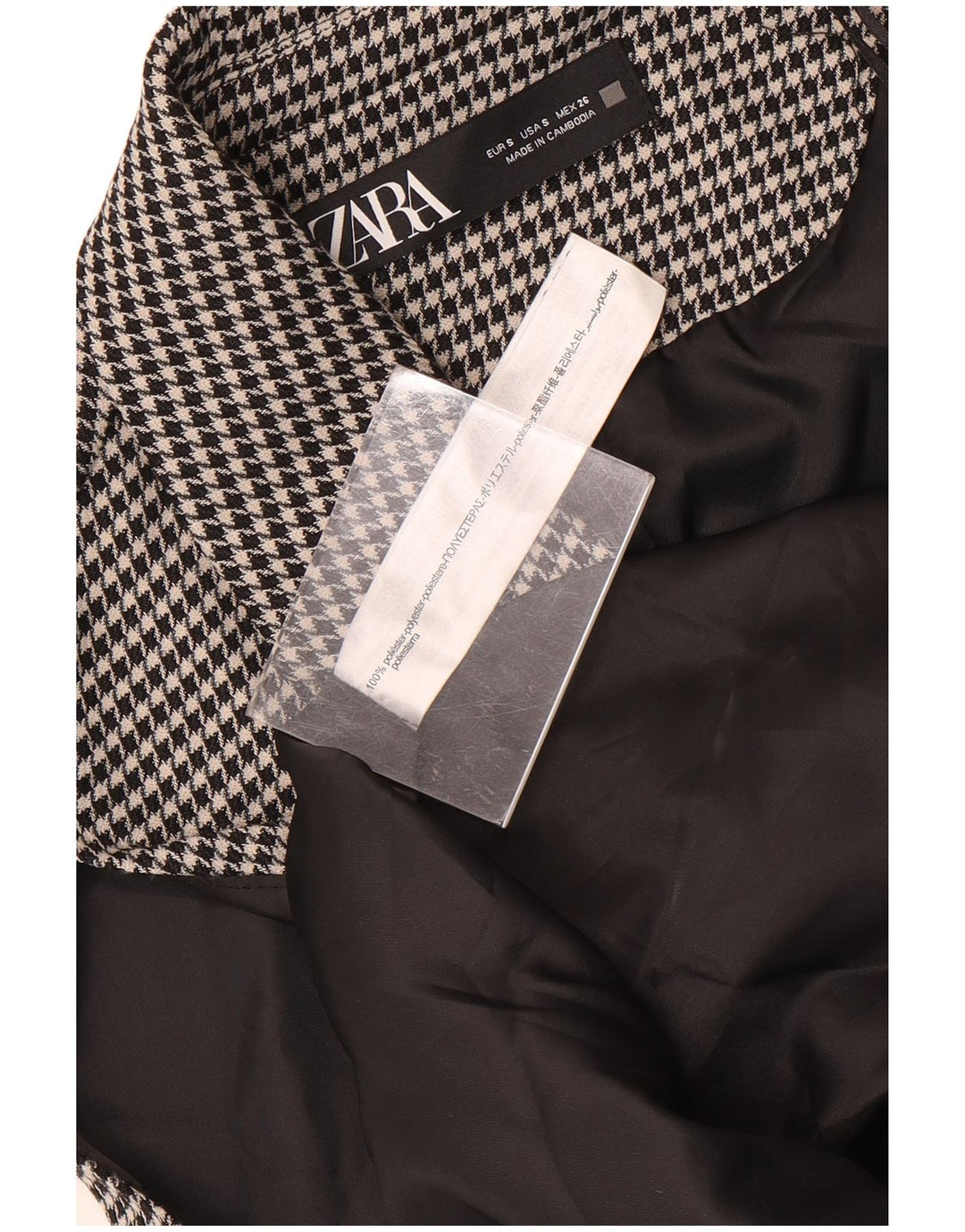 Zara Γυναικείο Longline Oversized Gilet UK 10 Small Black Houndstooth