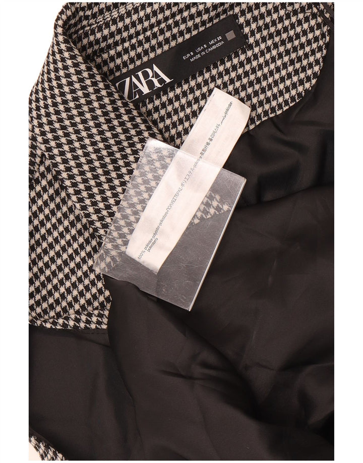 Zara Γυναικείο Longline Oversized Gilet UK 10 Small Black Houndstooth