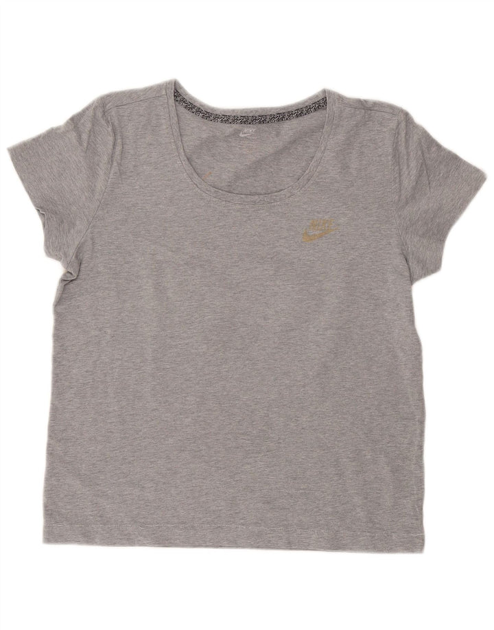 NIKE Womens T-Shirt Top UK 14 Medium Grey