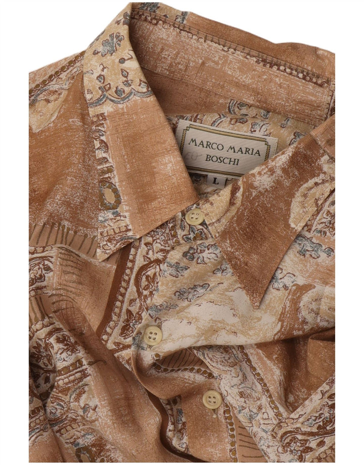 Ανδρικό κοντομάνικο πουκάμισο VINTAGE Μεγάλο καφέ συνονθύλευμα