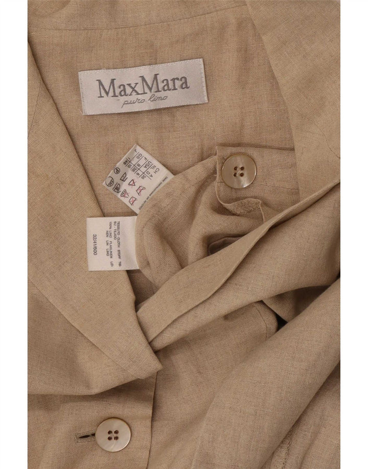 Max Mara Γυναικείο Αμάνικο Σακάκι Μπλέιζερ με 3 κουμπιά UK 10 Μικρό Μπεζ Λινό