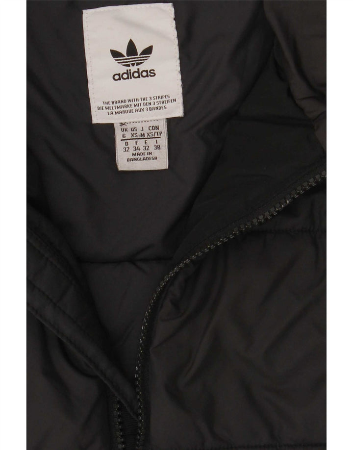 Γυναικείο μπουφάν με κουκούλα Adidas UK 6 XS μαύρο πολυεστέρα
