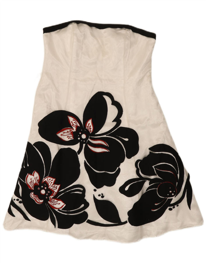 Ντεμπούτο Γυναικείο Στράπλες Φόρεμα UK 14 Medium White Floral Nylon