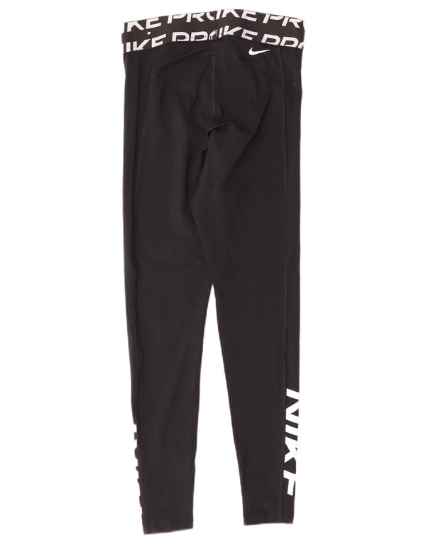 Γυναικεία γραφικά κολάν Nike Dri Fit UK 10 Small Black Polyester Sports