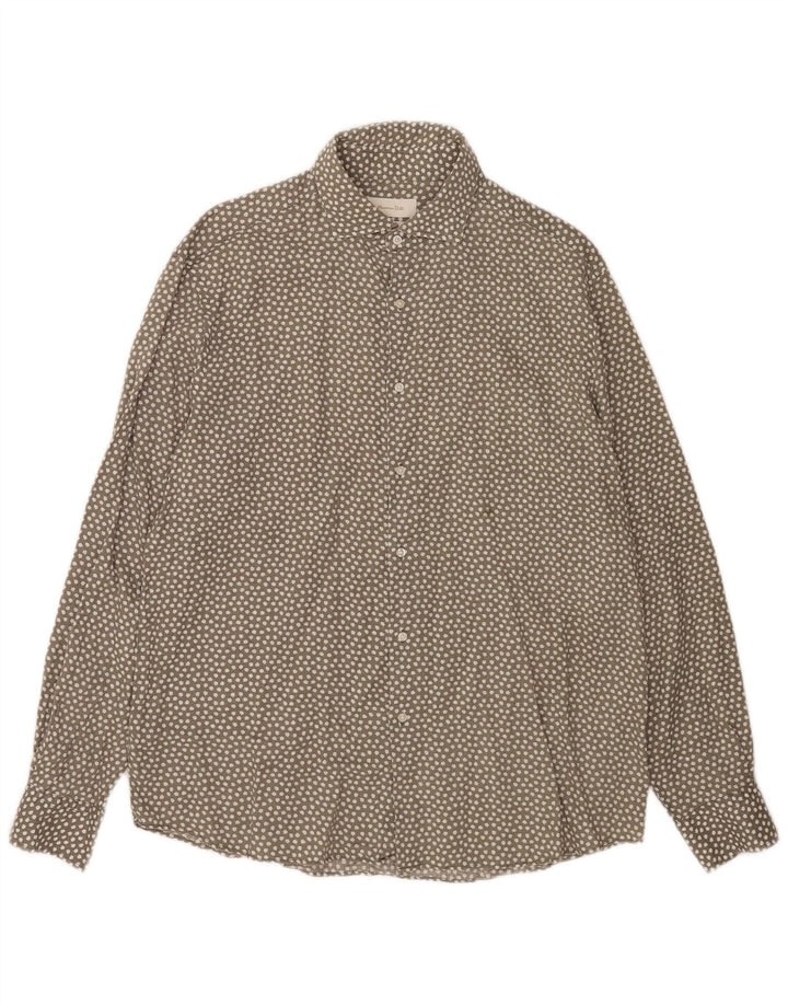 Ανδρικό πουκάμισο Massimo Dutti XL Γκρι Floral Λινό