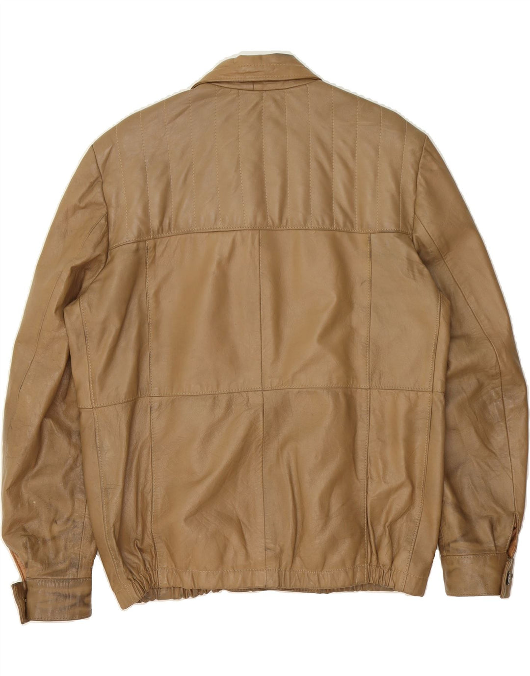VINTAGE Mens Leather Jacket UK 40 Large Beige Vintage Vintage and Second-Hand Vintage from Messina Hembry 