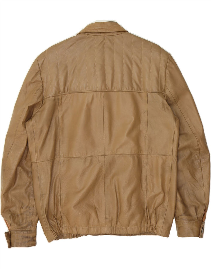 VINTAGE Mens Leather Jacket UK 40 Large Beige Vintage Vintage and Second-Hand Vintage from Messina Hembry 