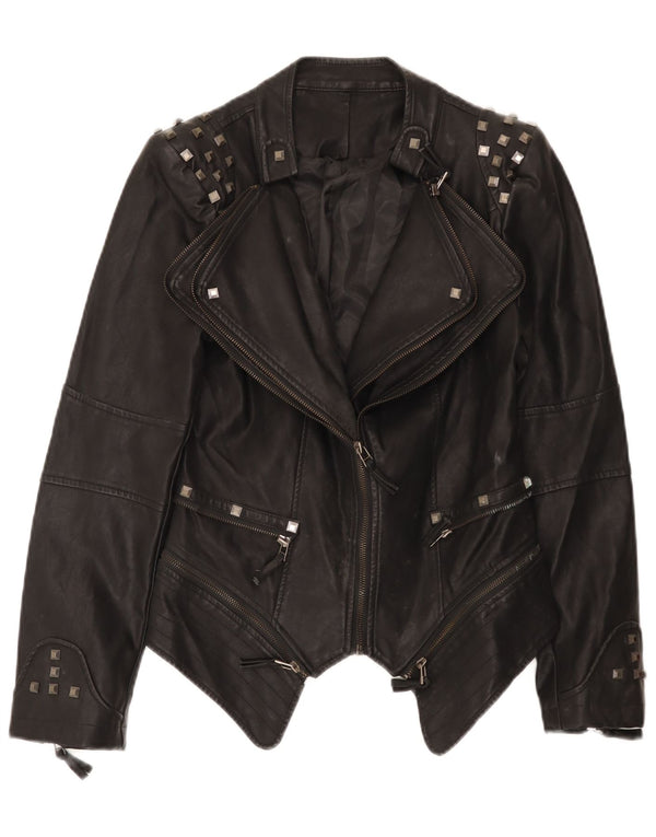 Vintage Γυναικείο Δερμάτινο Μπουφάν Biker UK 10 Small Black