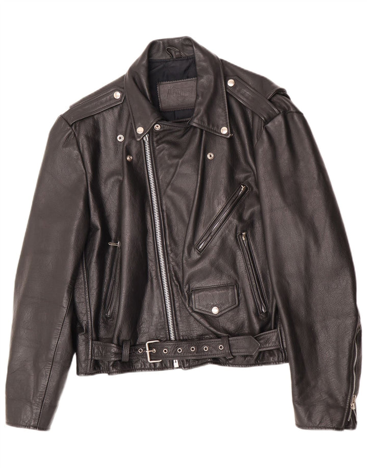 Louis Mens Δερμάτινο Biker Jacket EU 50 Large Black Leather