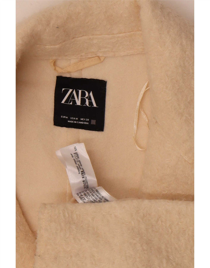 Zara Γυναικείο Oversized Fleece Πανωφόρι UK 14 Medium Beige Polyester