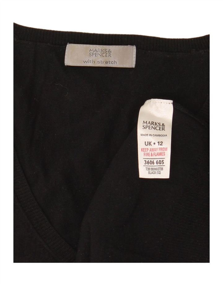 Marks & Spencer Γυναικείο πουλόβερ με λαιμόκοψη 3/4 με μανίκια UK 12 μεσαίο μαύρο
