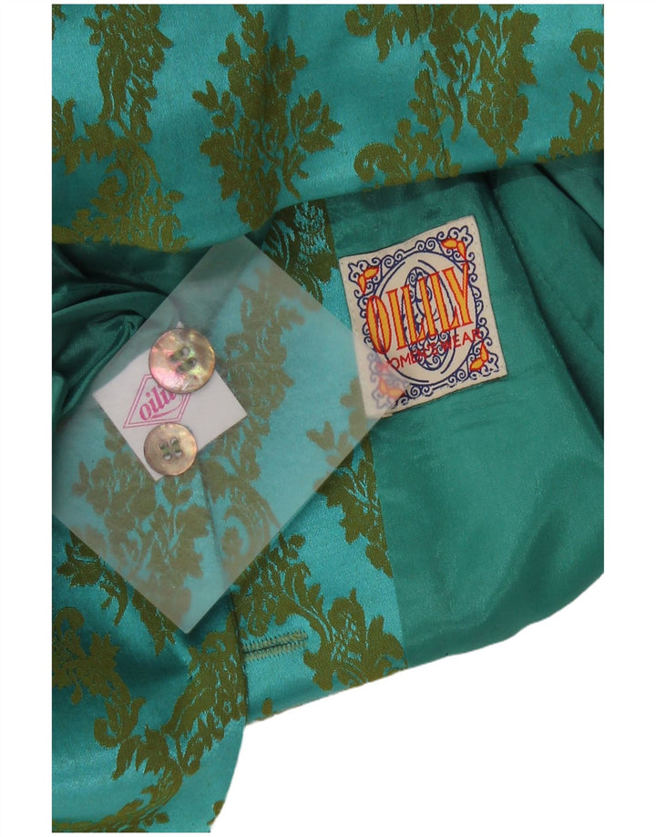 Γυναικείο λαδωμένο μπουφάν μπλέιζερ με 2 κουμπιά, μεσαίο τιρκουάζ Paisley, EU 38