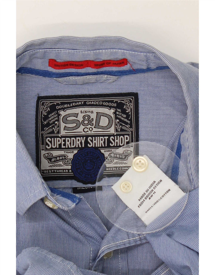 Ανδρικό πουκάμισο Superdry Βαμβακερό με μεσαίο μπλε ρίγες