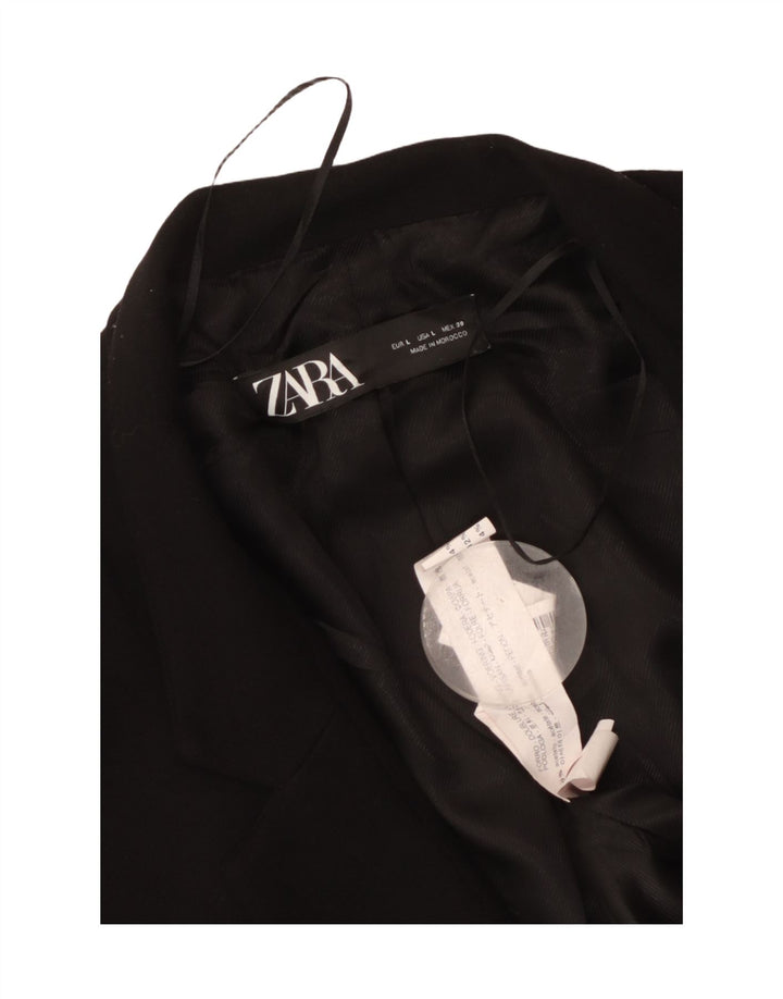 Zara Γυναικείο Longline Open Blazer Jacket UK 14 Large Black Acetate
