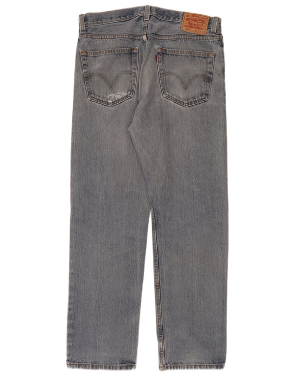 Levi's Mens 505 Distressed Straight Jeans W34 L32 Μπλε βαμβακερό