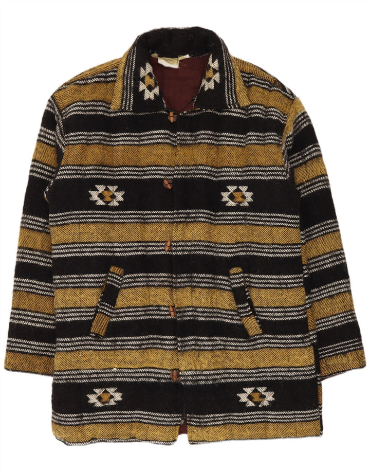 Vintage Ανδρικό παλτό Duffle UK 40 Μεγάλο πολύχρωμο γεωμετρικό μαλλί