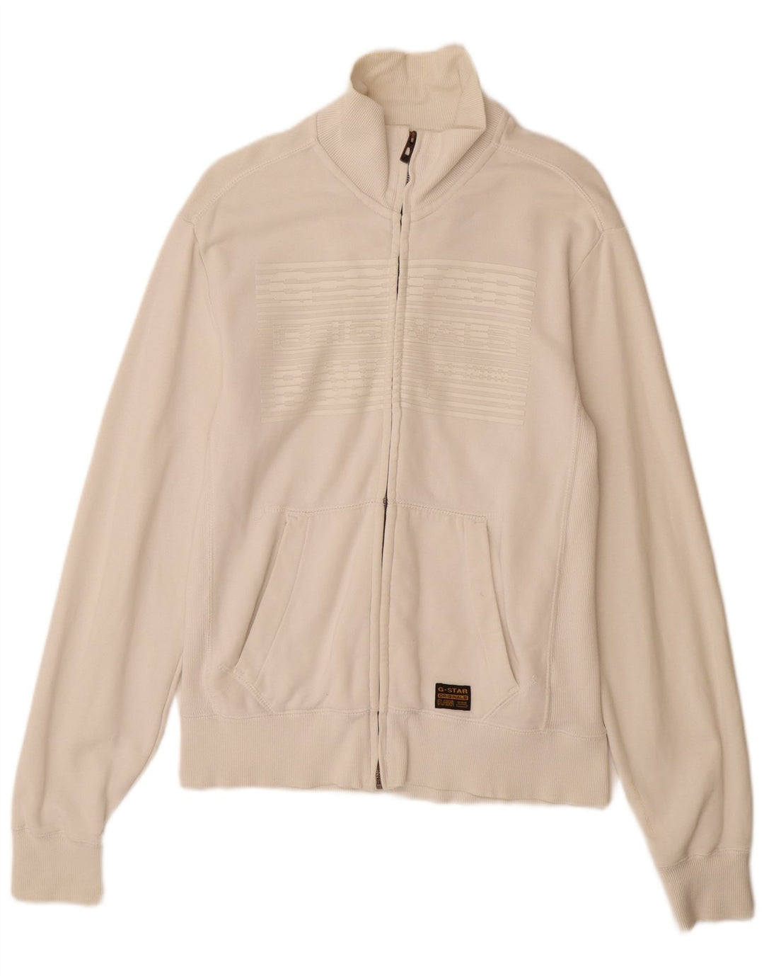 Ανδρική αθλητική φόρμα G-STAR Μπουφάν μεσαίο λευκό βαμβακερό