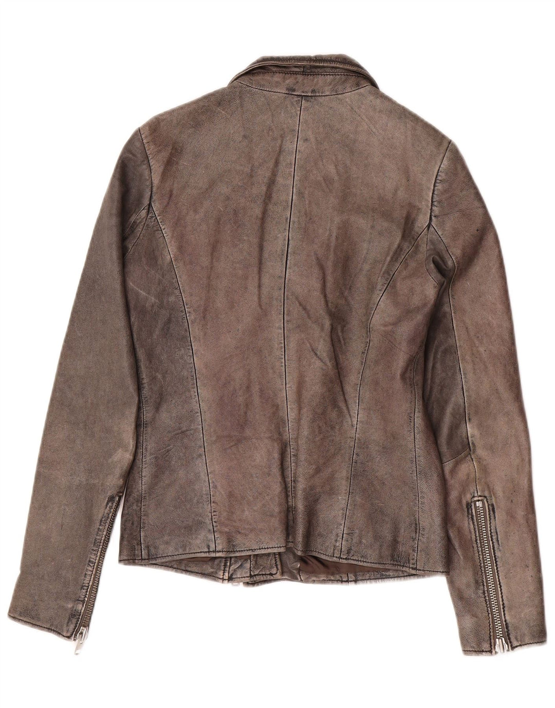 Zen Γυναικείο Δερμάτινο Μπουφάν Biker IT 44 Medium Grey Leather