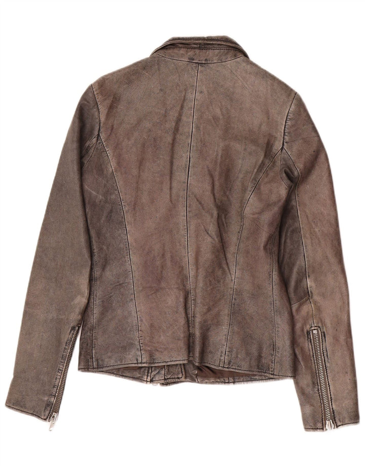 Zen Γυναικείο Δερμάτινο Μπουφάν Biker IT 44 Medium Grey Leather