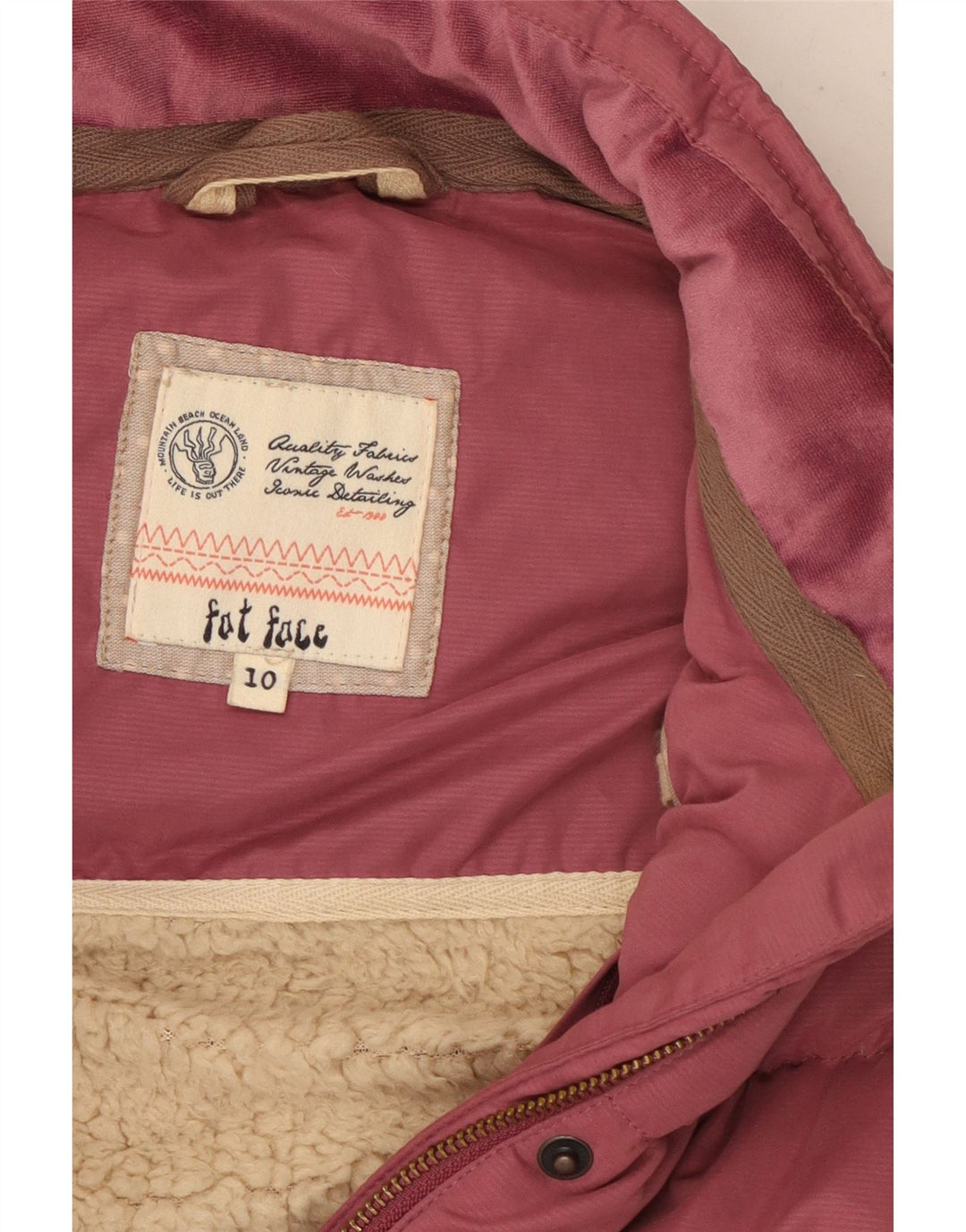 Fat Face Γυναικείο Sherpa Oversized Gilet UK 10 Small Pink Polyester