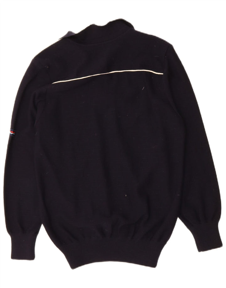 VINTAGE Mens Polo Neck Jumper Sweater IT 48 Medium Black Wool