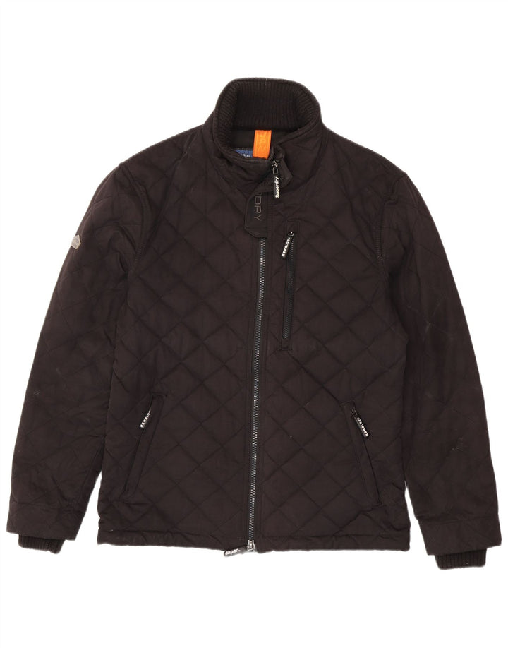 Superdry Mens The Windhiker Quilted Jacket UK 42 XL Black Polyester