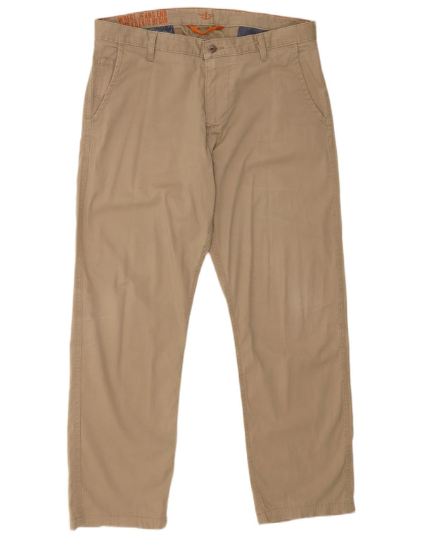 Dockers Mens Straight Chino Trousers W36 L30 Khaki Cotton